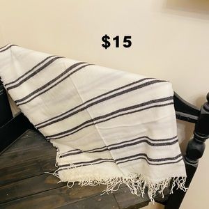 Black and white wool throw blanket